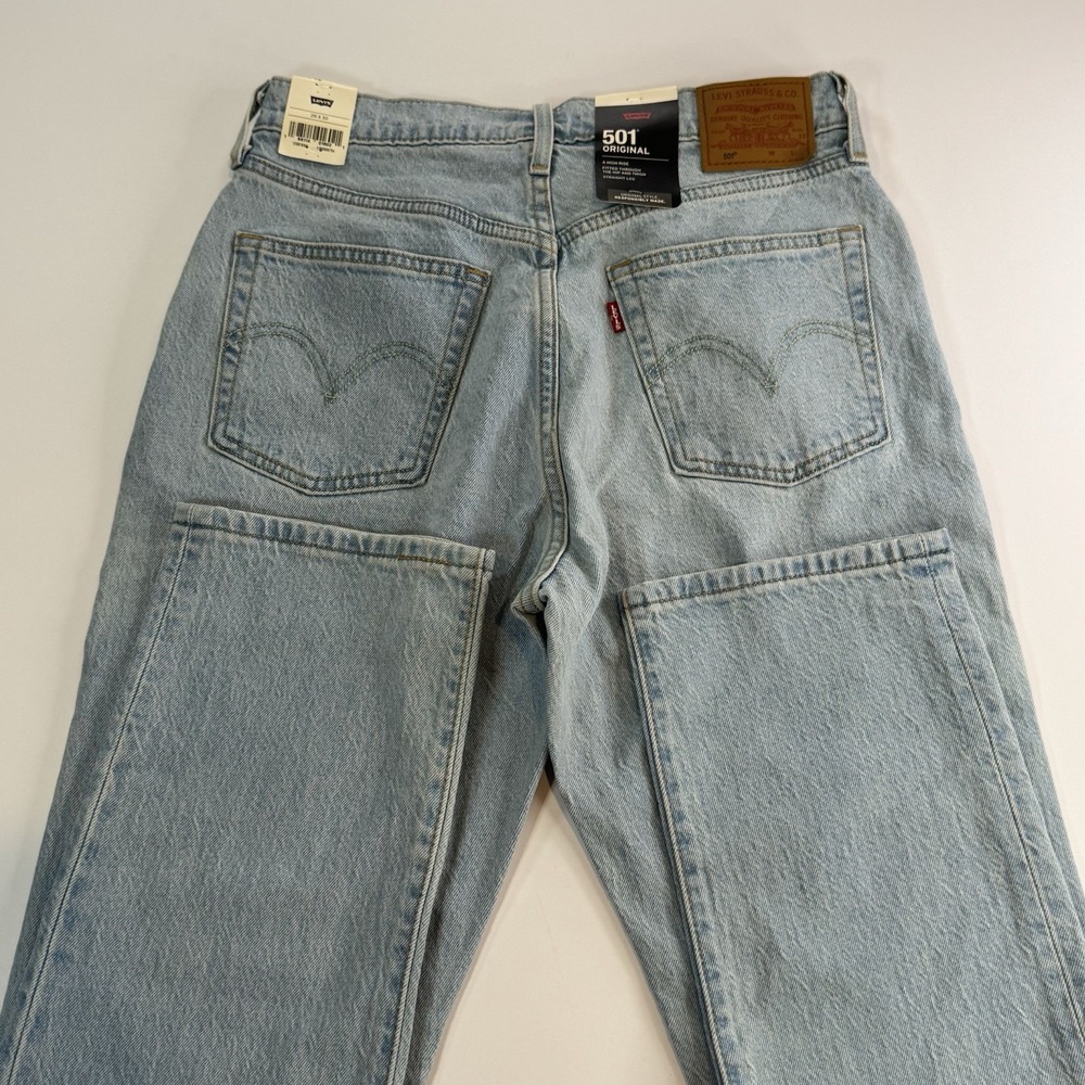 Levi's Premium 501 Original Women Straight Leg Jeans Light Blue 28x30 Big E NWT